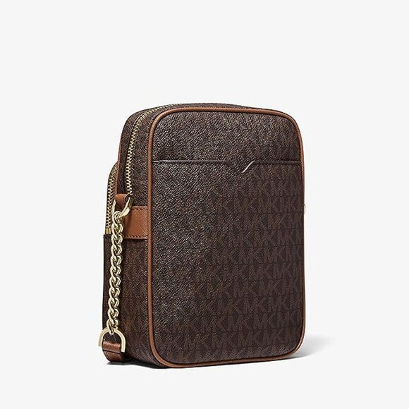 Jet Set Travel Signature PVC Medium Logo Chain Crossbody Flight Bag Brown - Picture 2 of 4